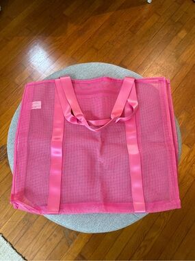 Pink Mesh Tote Bag with Satin Handles